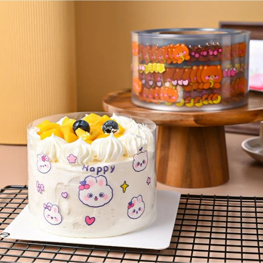 8cm Safe Acetate Roll Cake Collar Transparent Mousse Cake Surround Film for Chocolate Mousse Cake Decoration蛋糕围边(2340L)