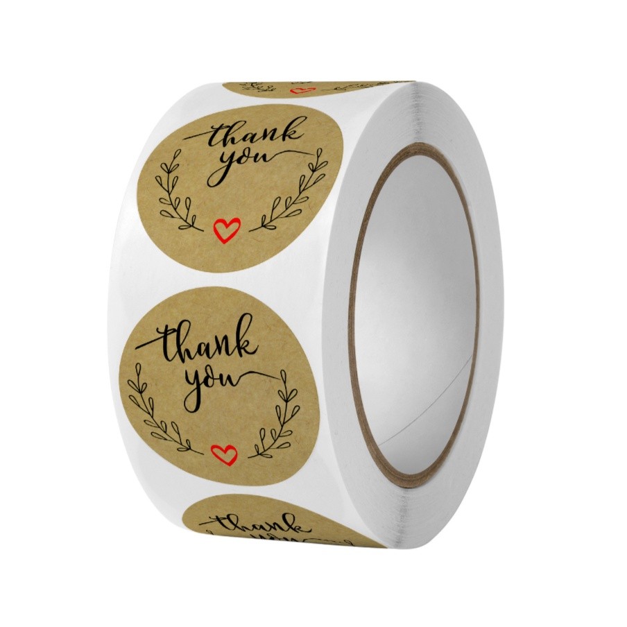 500pcs Round Labels Kraft Paper Thank You Sticker Dragees Candy Bag Flower Gift Box Cake Boxes 牛皮纸圆形贴纸(2433L) - Image 8