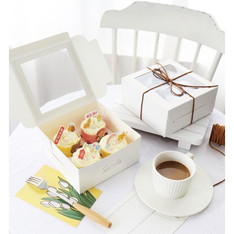 1pc 4inch Cake Boxes with Window, Brownie Boxes, Cardboard Food Boxes for Cupcakes Pastries Donuts by Gbateri蛋糕盒子(2401L) - Image 2