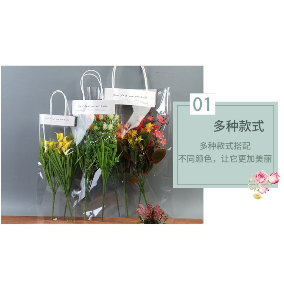 2pcs Florist Decoration Long Tote PVC Clear Bag Flower Bouquet Bagging Portable Transparent Gift Bag(1106L) - Image 7