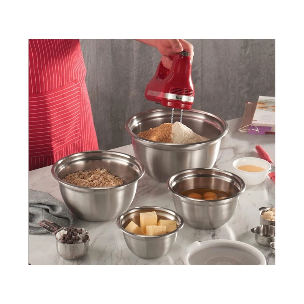 Stainless Steel Salad Bowl Thick Silicone Bottom Non-slip Mixing Bowl DIY Baking Tools不锈钢硅胶底防飞溅打蛋盆 (2306L) - Image 9