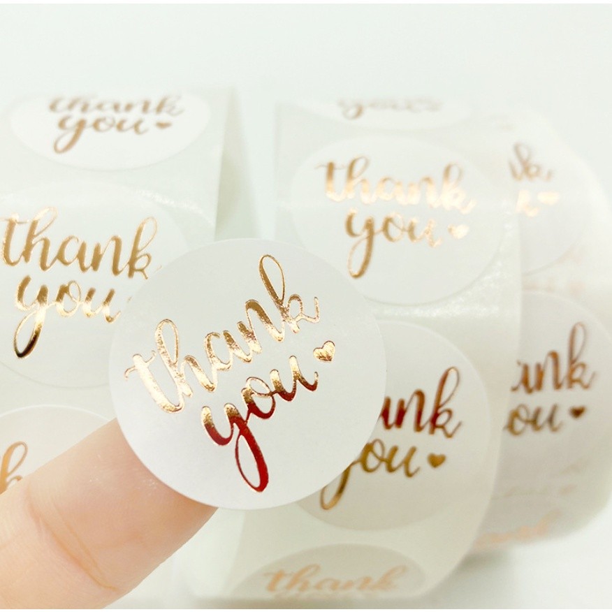 50~500pcs 1inch Rose Gold Thank You Stickers For Envelope Sealing Labels Stationery Supplies Handmade 玫瑰金箔感谢贴纸 (2439L)