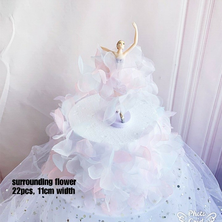 Romantic Chiffon Yarn skirt Ballet Girls Lace Flower Acrylic Cake Topper Happy Birthday Wedding Party Decoration(800L) - Image 10