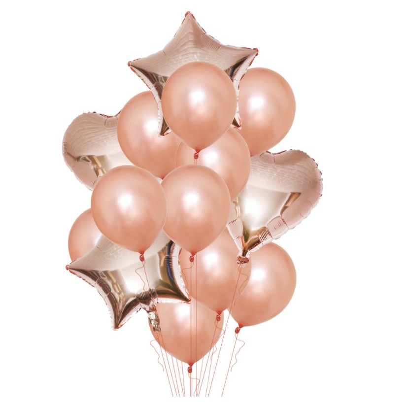 14pcs Foil Balloons Set 18inch Star Heart 12inch Latex Balloon Happy Birthday Party Decoration Wedding(1079L) - Image 3