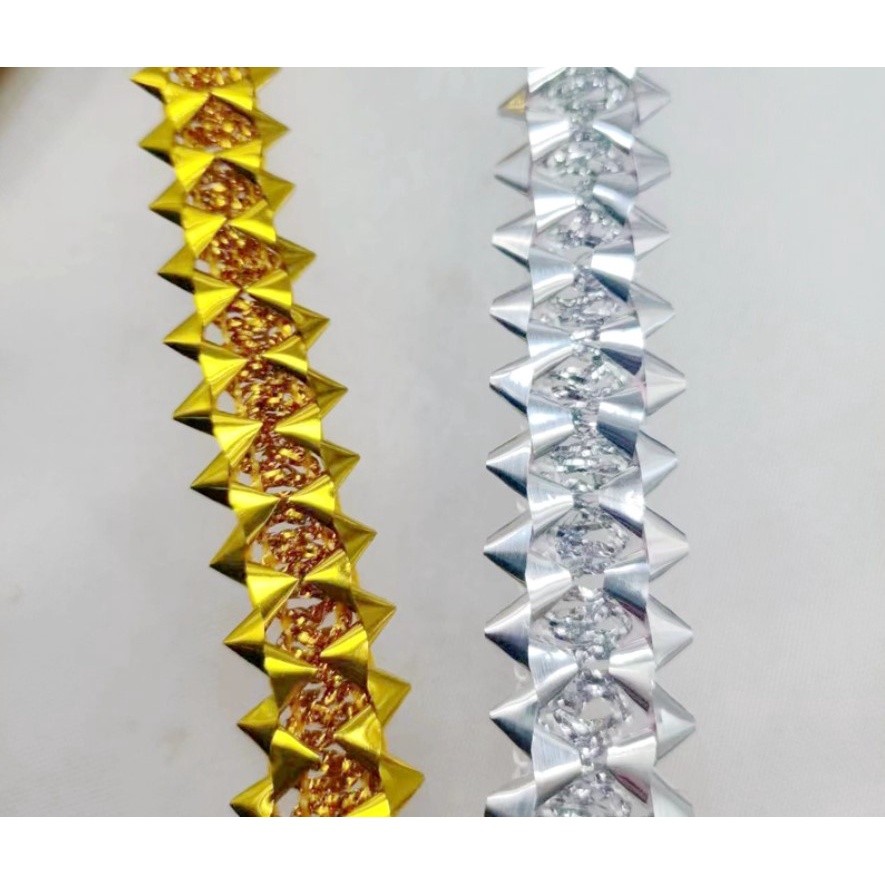 1yard Width 20mm~25mm 1yard gold silver polyester corrugated line braided crochet ribbon lace trim 金色银色花边 (1560L) - Image 7