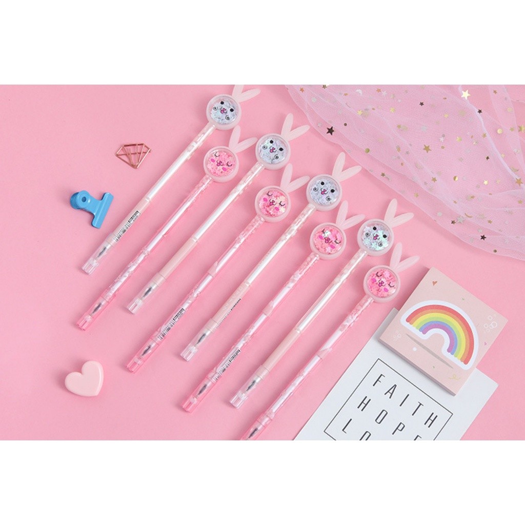 1pc Cartoon Creative Bunny Ears Sequin Gel Pen Signature Pen Lovely Student Examination Writing Pen创意可爱笔卡通笔(2343L) - Image 3