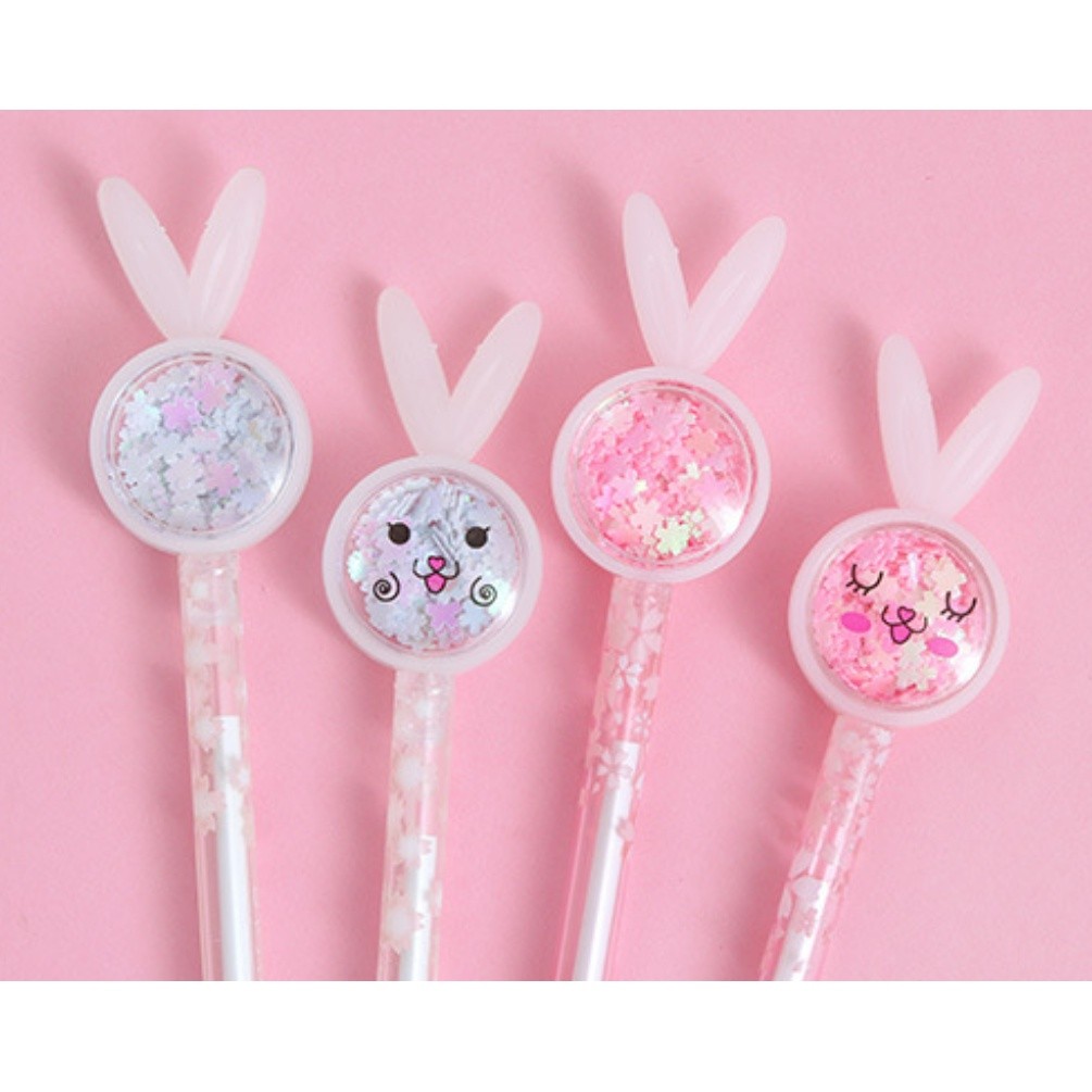 1pc Cartoon Creative Bunny Ears Sequin Gel Pen Signature Pen Lovely Student Examination Writing Pen创意可爱笔卡通笔(2343L) - Image 5
