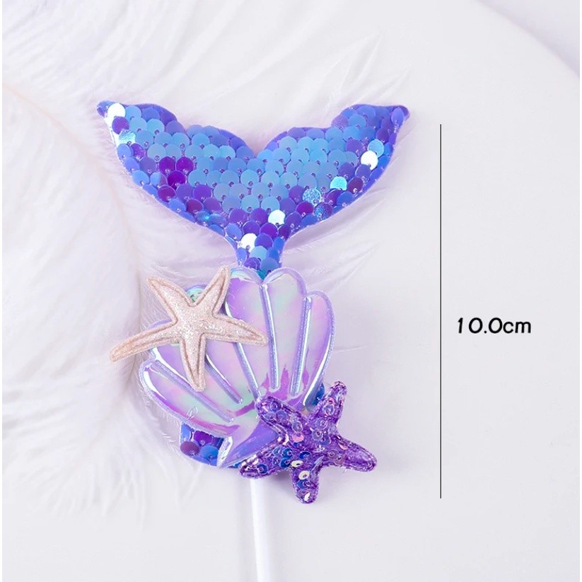 Mermaid Birthday Cake Topper Multicolor Sequins Cake Decorations Baby Shower DIY Cake Top Flags Decor Festival(1132L) - Image 15
