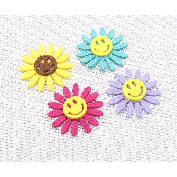 2pcs 5.5cm Sunflowers Appliques Stick Fabric Pads Flower Felt for Scrapbooks Wedding Decors Garments Accessories (2469L) - Image 5