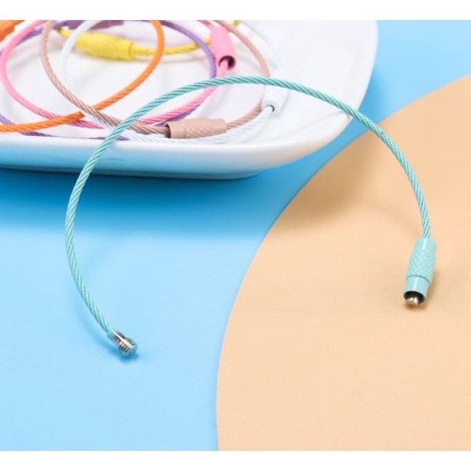 1pc Colorful Stainless Steel Wire Keychain Cable Loop Screw Lock Rope Key Holder Keyring Key Chain Rings Tool(2498L) - Image 3