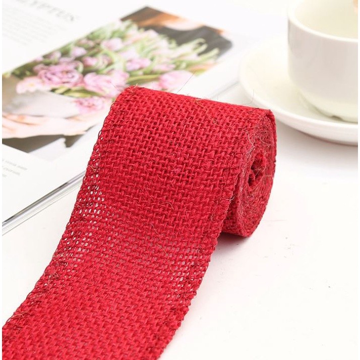 2yar/lot 6cm Wide Jute Cloth Roll Colorful DIY Handmade Wedding Party Supplies Crafts Linen Volume Burlap Ribbon (2489L) - Image 14