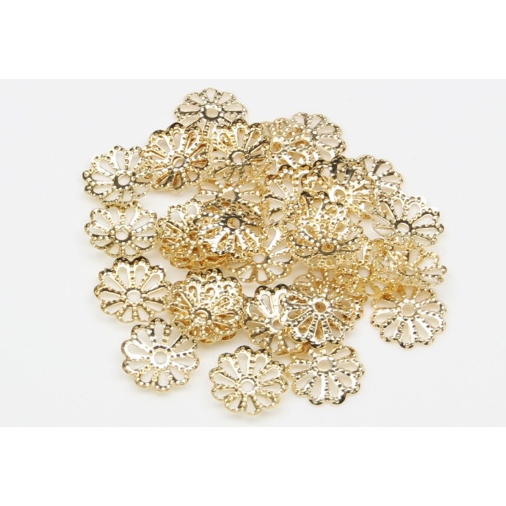 20pcs 7mm/9mm Silver Gold Plated Flower Petal End Spacer Beads Caps Charms Bead Cups For Jewelry Making 花纹花托(2509L) - Image 7