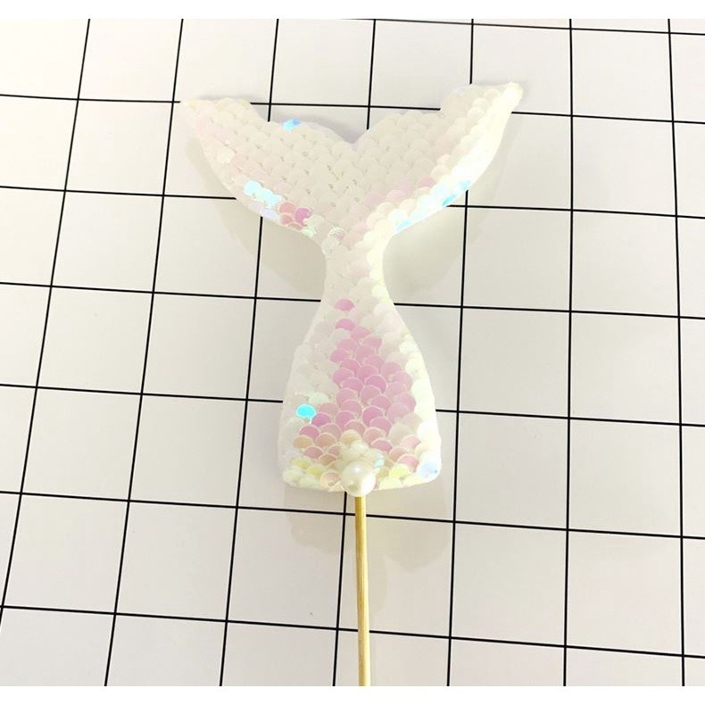 Mermaid Birthday Cake Topper Multicolor Sequins Cake Decorations Baby Shower DIY Cake Top Flags Decor Festival(1132L) - Image 7
