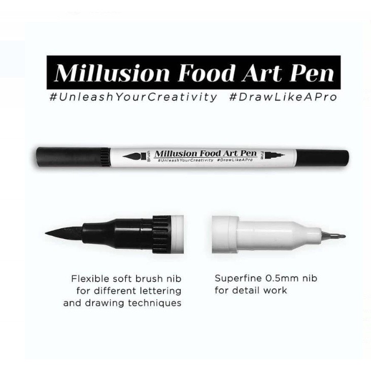 Millusion Edible Food Art Pen Cake Marker- Dual Nibs Edible Pen Cake Writing Halal Certified 烘焙食用色素笔(2614L) - Image 7