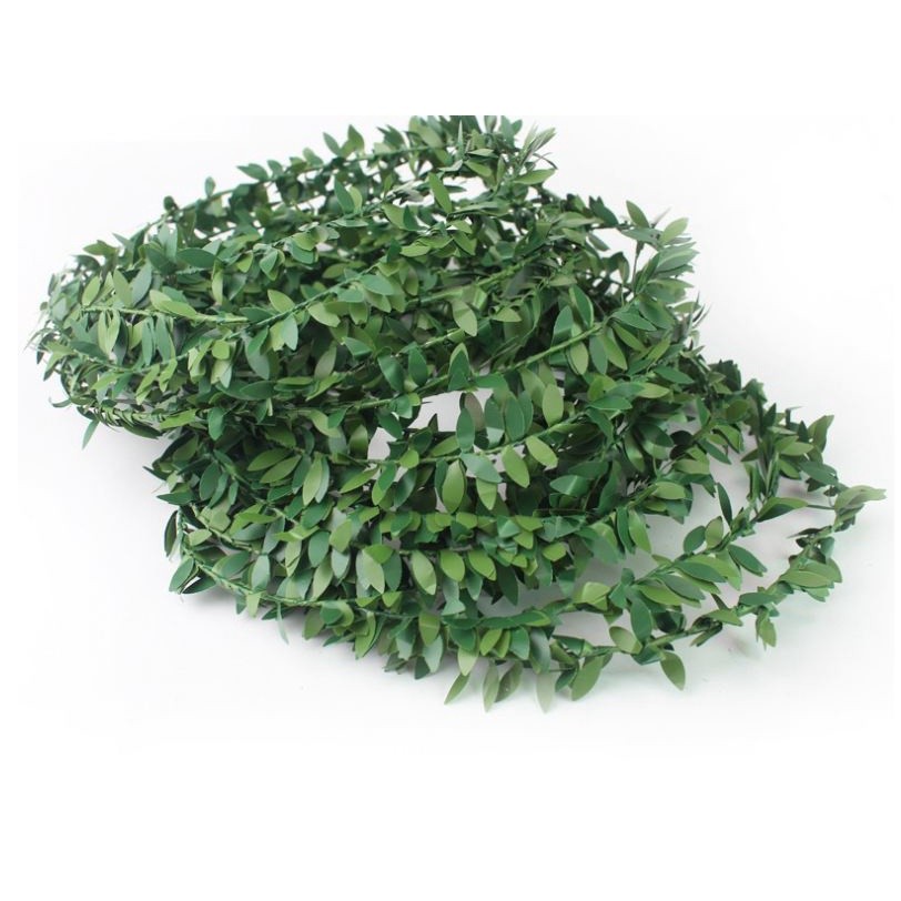 7.5M Silk Garland Green Leaf Iron Wire Artificial Flower Vine Rattan For Wedding Car Decoration DIY Wreath 铁丝绿叶 (852L) - Image 3