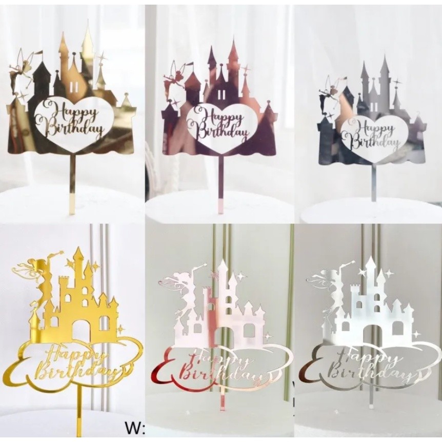 New Fairy Girls Christmas Winter Snowfake Castle Acrylic Angle Cake Topper for Baby Girls Birthday Party (1333L) - Image 2