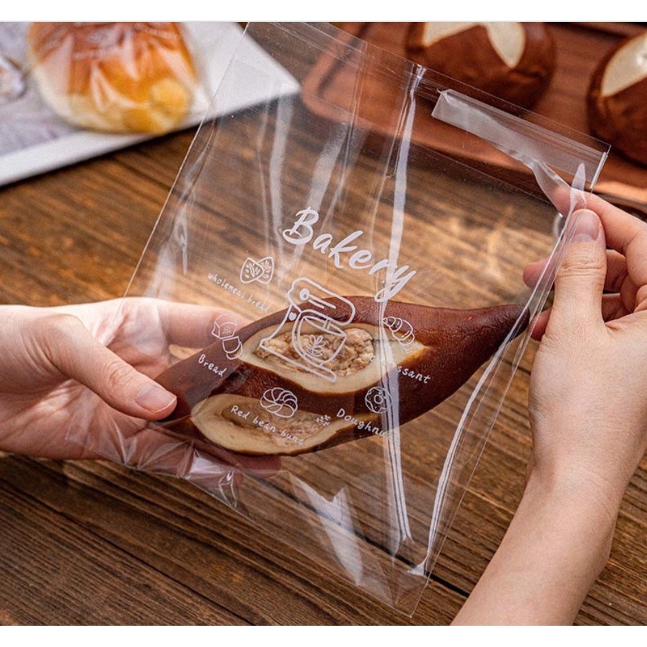 50pcs Bread Self Adhensive Plastic Bag For Baking Snack Donut Croissant Packaging Wedding 自封口烘焙包装 (1366L) - Image 4