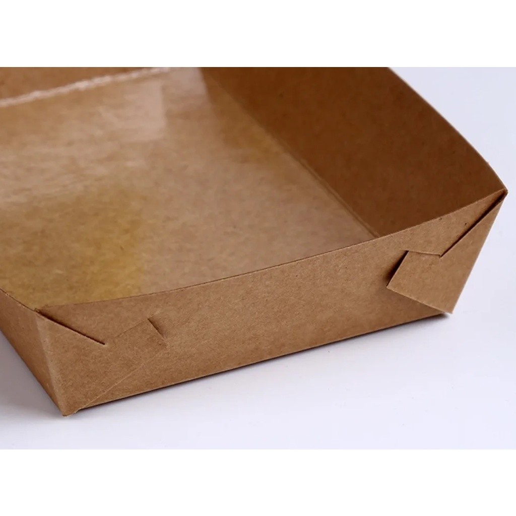 1pc New Party Supply For Snack Food Kraft Paper Food Tray Packing Box Packing Case Boat Shaped一次性淋膜纸船盒烘焙包装防油(2683L) - Image 2