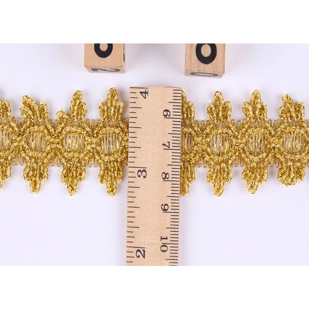1yard 3.5cm Wide Gold Silver Lace Curve National Braided Trim DIY Dancing Dress Stage Decoration Sew Edges金银色花边 (2697L) - Image 2