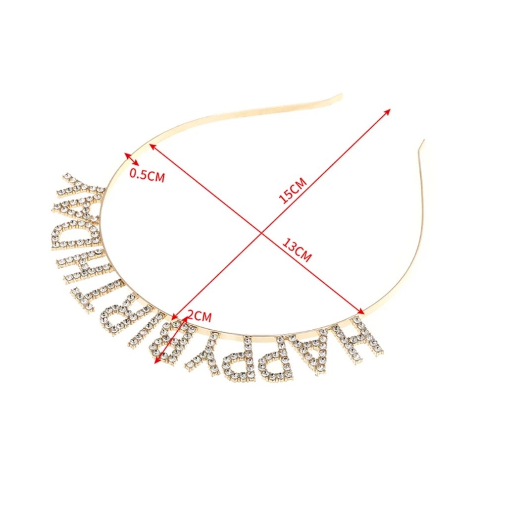 Happy Birthday European And American Birthday Party Headgear Headband Female Letters Happy Birthday 水钻生日快乐发箍(2559L) - Image 6