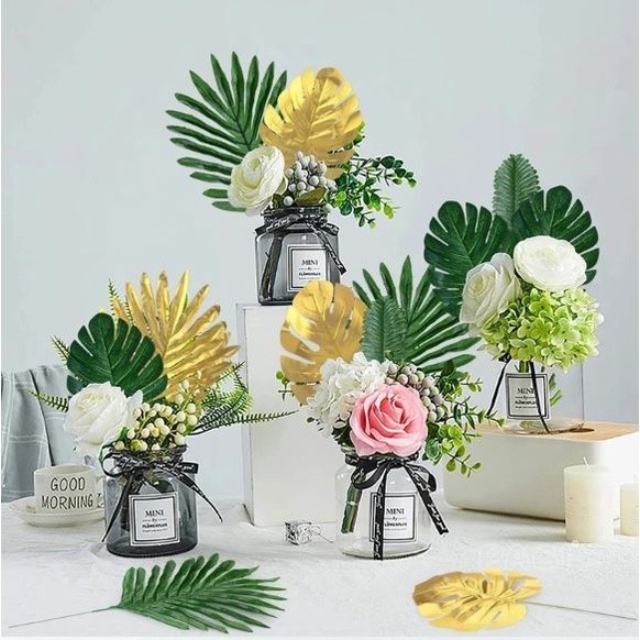 Tropical Palm Artificial Silk Leaves Monstera Leaf Bouquets DIY Home Wedding Party Decor Fake Plants (2604L)