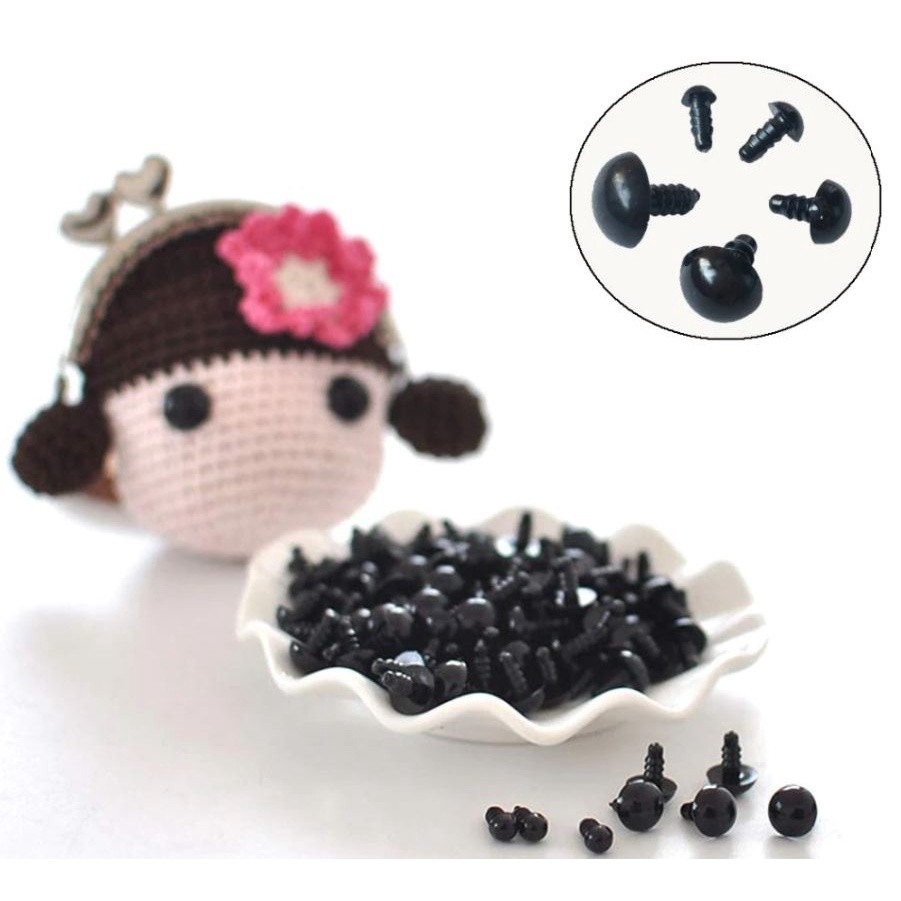 6/8/10/12mm DIY Black Plastic Safety Eyes Toy For Teddy Bear Doll Accessories Animal Making Craft (1458L) - Image 2