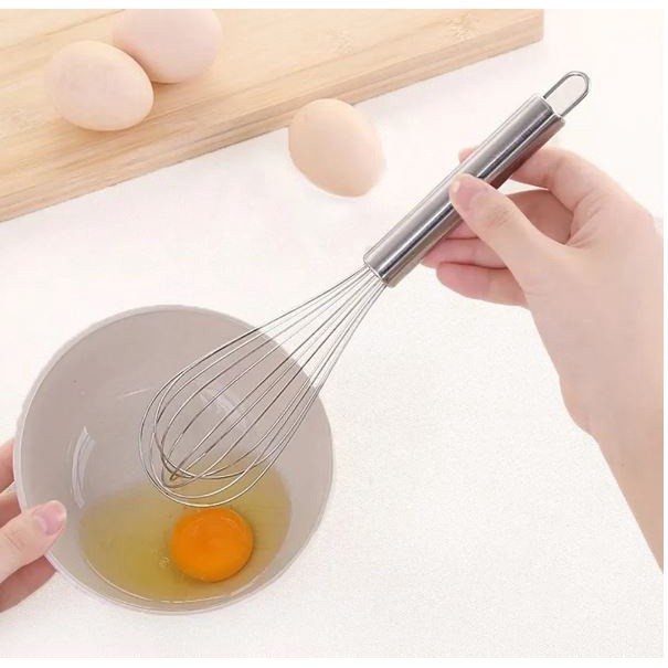 8/10/12inches Stainless Steel Balloon Wire Whisk Manual Egg Beater Mixer Kitchen Baking Utensil Milk Cream Butter(2464L) - Image 4