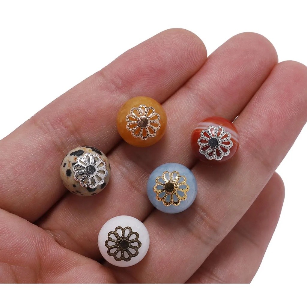 20pcs 7mm/9mm Silver Gold Plated Flower Petal End Spacer Beads Caps Charms Bead Cups For Jewelry Making 花纹花托(2509L)