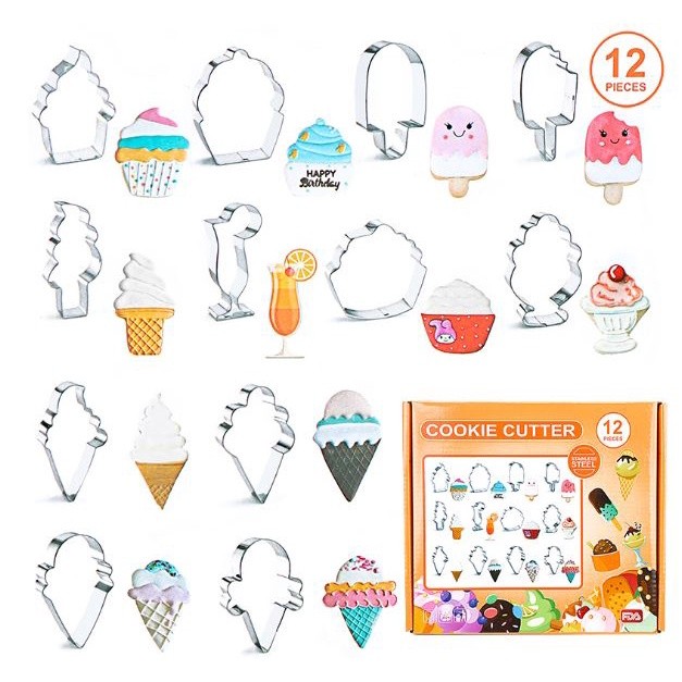 12pcs set Stainless Steel Dinosaur Fruit Fish Musical Cookie Cutter Moulds Biscuit Mold Kids Baking Tool (2376L) - Image 10