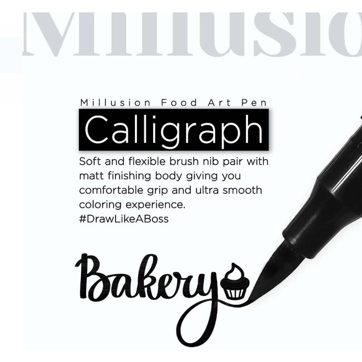 Millusion Edible Food Art Pen Cake Marker- Dual Nibs Edible Pen Cake Writing Halal Certified 烘焙食用色素笔(2614L) - Image 6