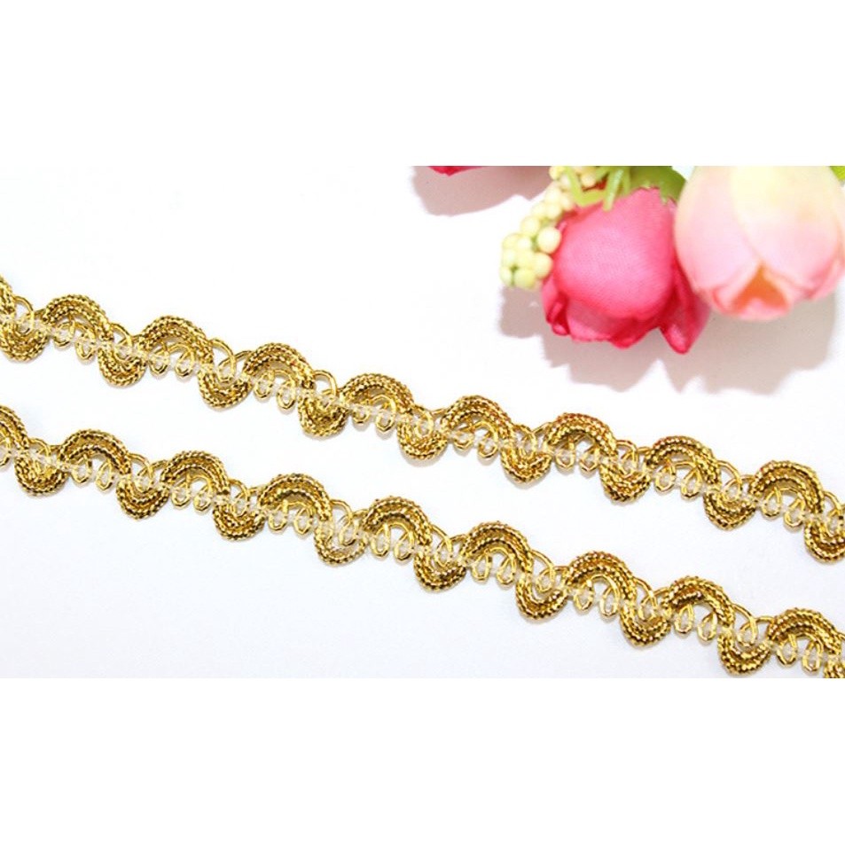 1yard 10mm~15mm Gold Silver Lace Embroidered Ribbon Soft Net Lace Trim Fabric DIY Sewing Accessories 波浪花边(2144L) - Image 3