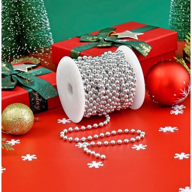 1yard 3/6mm Galvanized Wire Beads, round Beads String Plastic Imitation Pearl DIY Wedding Christmas Decoration (2693L) - Image 2