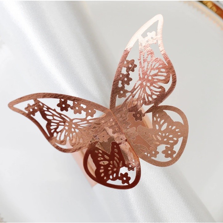1set Wall Stickers 3D Hollow Rosegold Butterfly Decorative Sticker for Home Living Room Bedroom Kids Room双面蝴蝶(2558L) - Image 13