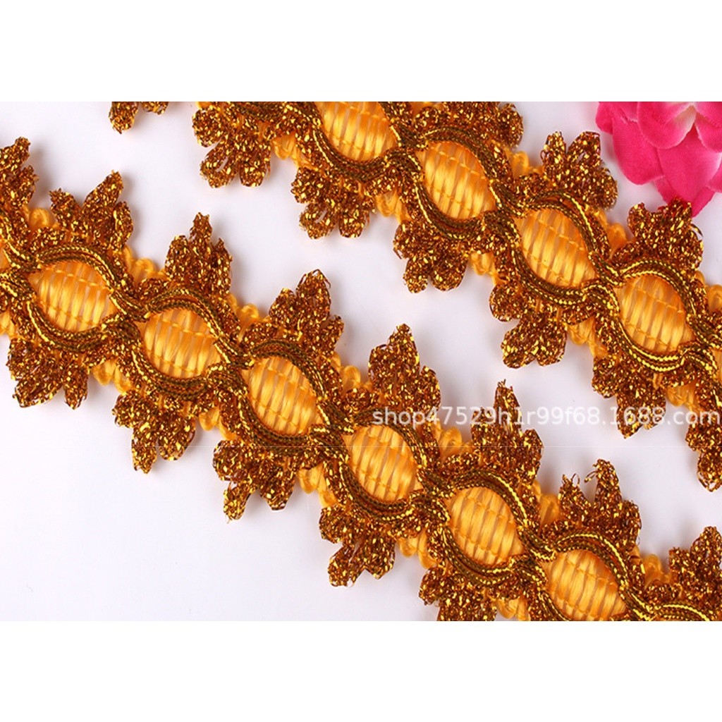 1yard 8.5cm Gemstone Sewing Edge Trim Lace Golden/Silver Ribbon Dress Skirt Wedding Decoration 彩色贴钻花边 (1537L) - Image 13