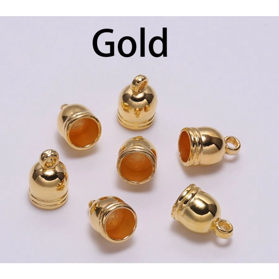 10pcs End Tip Tassel Caps Beads Necklace Round Leather Cord Crimps end Caps Fastener For Jewelry Making Finding(1502L) - Image 4