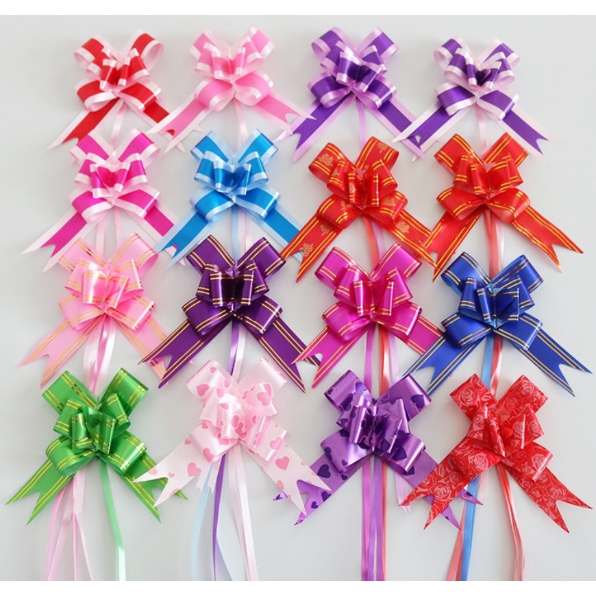 10pcs 30mm Medium Size (Star) Pull Flower Bow knot Pull Bow Gift Ribbons Flower Wrappers 蝴蝶结手拉花(2771L)