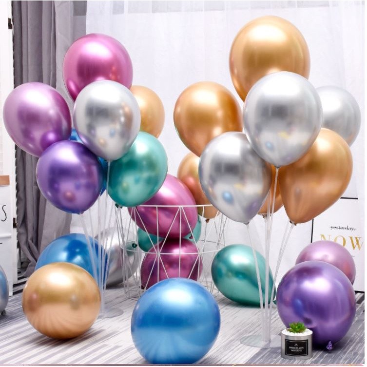 100Pcs 10 Inch Metallic Latex Balloons Thick Chrome Glossy Metal Pearl Balloon Globos for Party(1406L) - Image 3