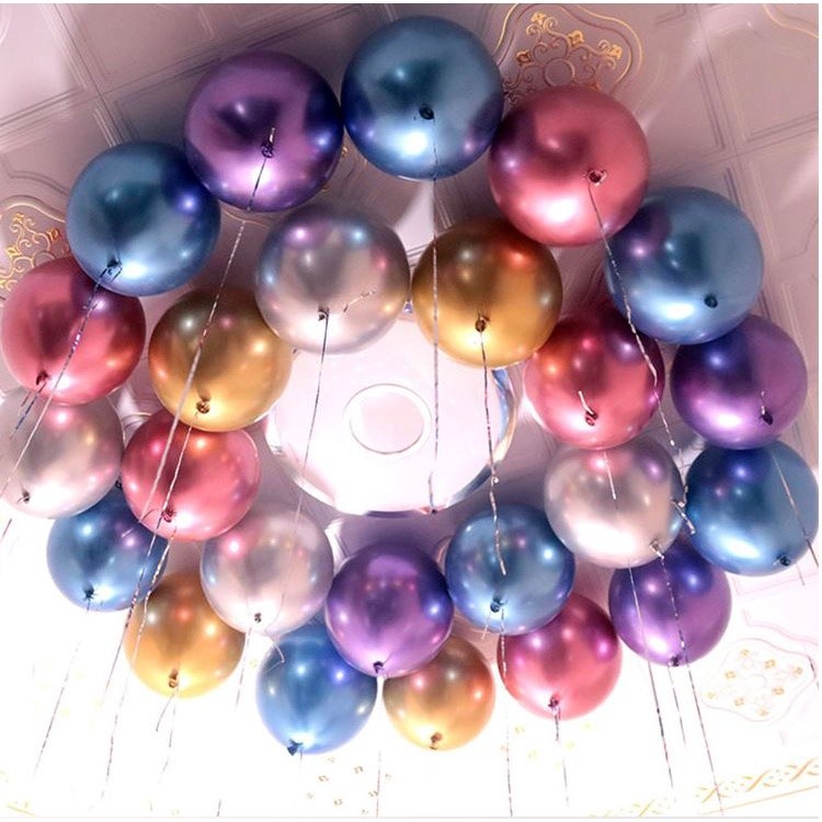 100Pcs 10 Inch Metallic Latex Balloons Thick Chrome Glossy Metal Pearl Balloon Globos for Party(1406L) - Image 4