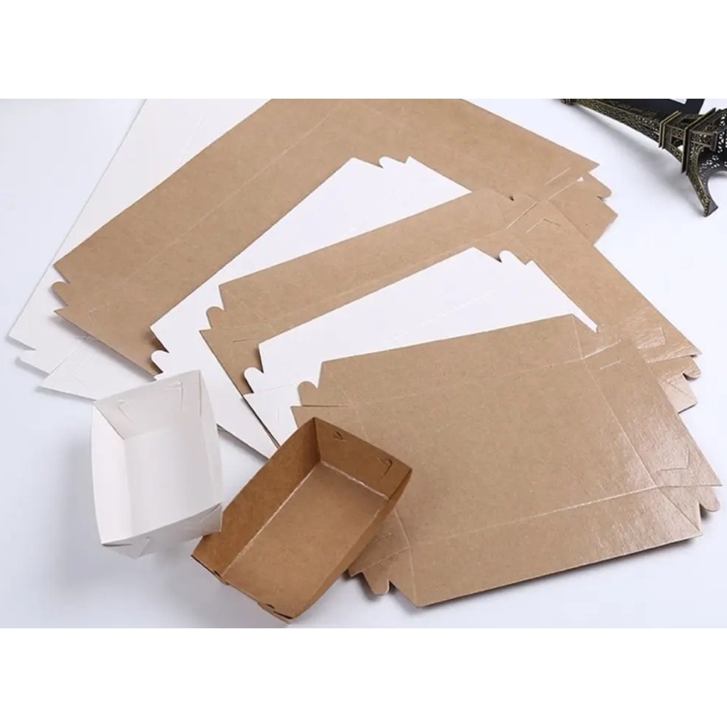 1pc New Party Supply For Snack Food Kraft Paper Food Tray Packing Box Packing Case Boat Shaped一次性淋膜纸船盒烘焙包装防油(2683L) - Image 3