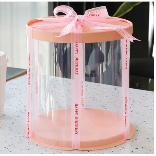 6/8/10inch Transparent Empty Pink Paper/PVC Round Gift Box for Cake Box Teddy Bear Rose Bear Flower Rabbit (898L) - Image 18