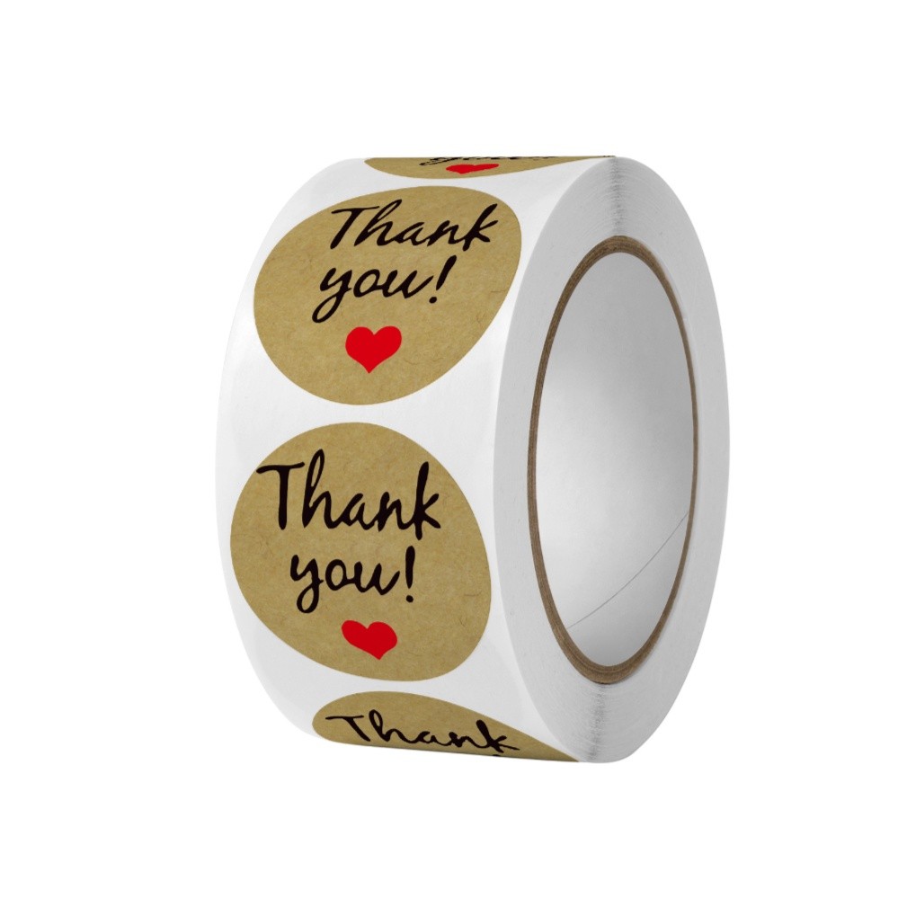 500pcs Round Labels Kraft Paper Thank You Sticker Dragees Candy Bag Flower Gift Box Cake Boxes 牛皮纸圆形贴纸(2433L) - Image 13