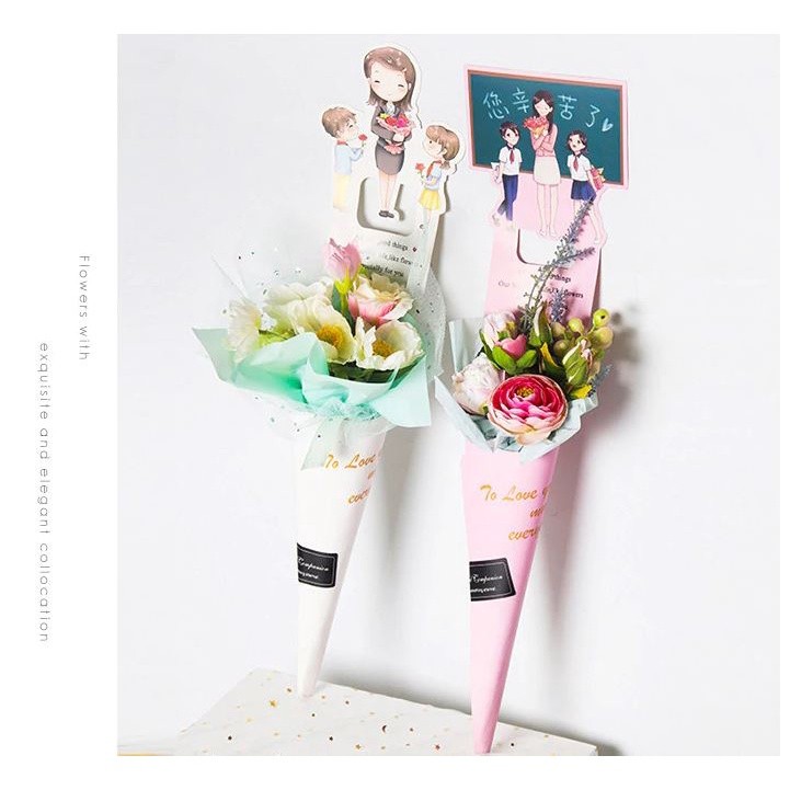 1pcs New Cartoon Single Flower Box Single Rose Flower Box Bouquet Packaging Gift Box Christmas Gift Box Paper Box(1015L) - Image 5