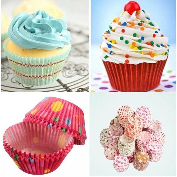 100pcs Cake Cups Printed Cake Paper Baking Greaseproof Paper Cake Cup DIY Cake Mold Household Kitchen Bakeware(2547L) - Image 3
