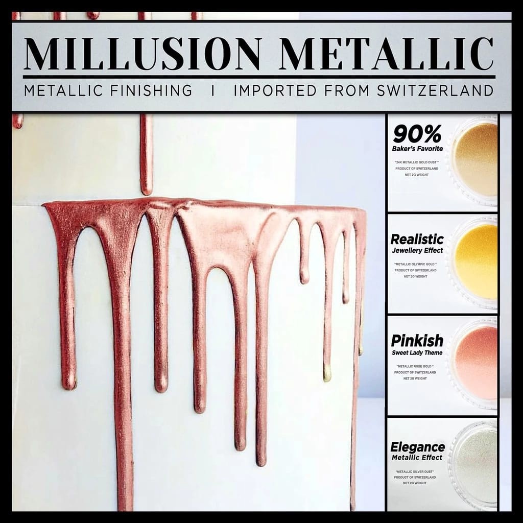 (2g) Millusion 24K Metallic Edible Gold Dust for Cake and Dessert Pewarna Makanan Serbuk Emas Kek Gold Powder (2618L) - Image 3