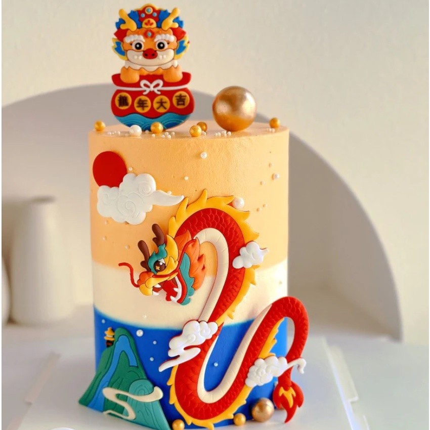 Stereoscopic Dragon Soft Rubber New Year Cake Topper Party Supplies Winter Festival Cake Plugin龙在天软胶蛋糕摆件(471L) - Image 2