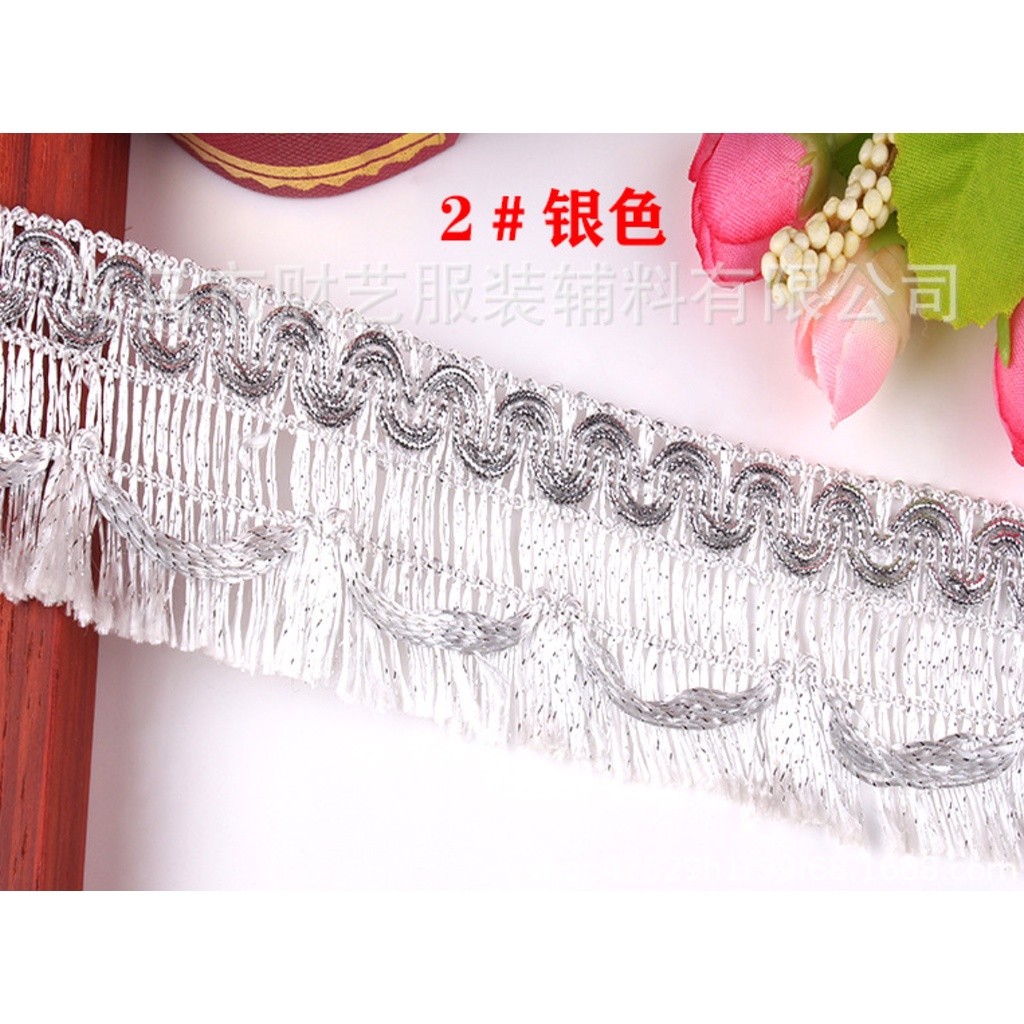 1yard 3.8/5.5cm European and American style small row to be mixed color tablecloth curtain row to fringed 欧美金银丝花边(2674L) - Image 7