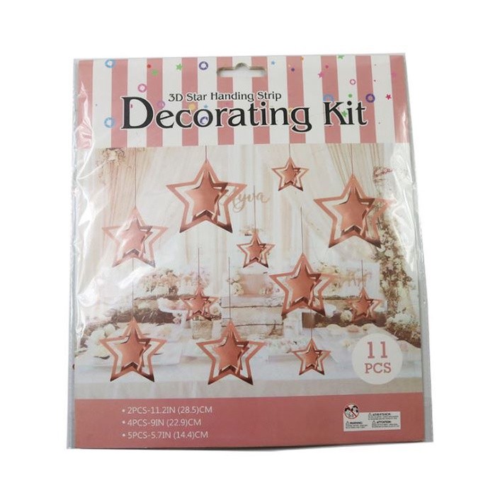 Twinkle Little Star Themed Party 3D Champagne Gold Hollow Star Garlands Hanging Decoration for Birthday (1237L) - Image 8