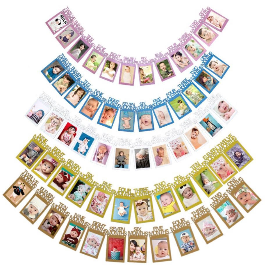 Photo wall decorations diy photo flag one month to twelve months baby child birthday party banners (363L) - Image 5
