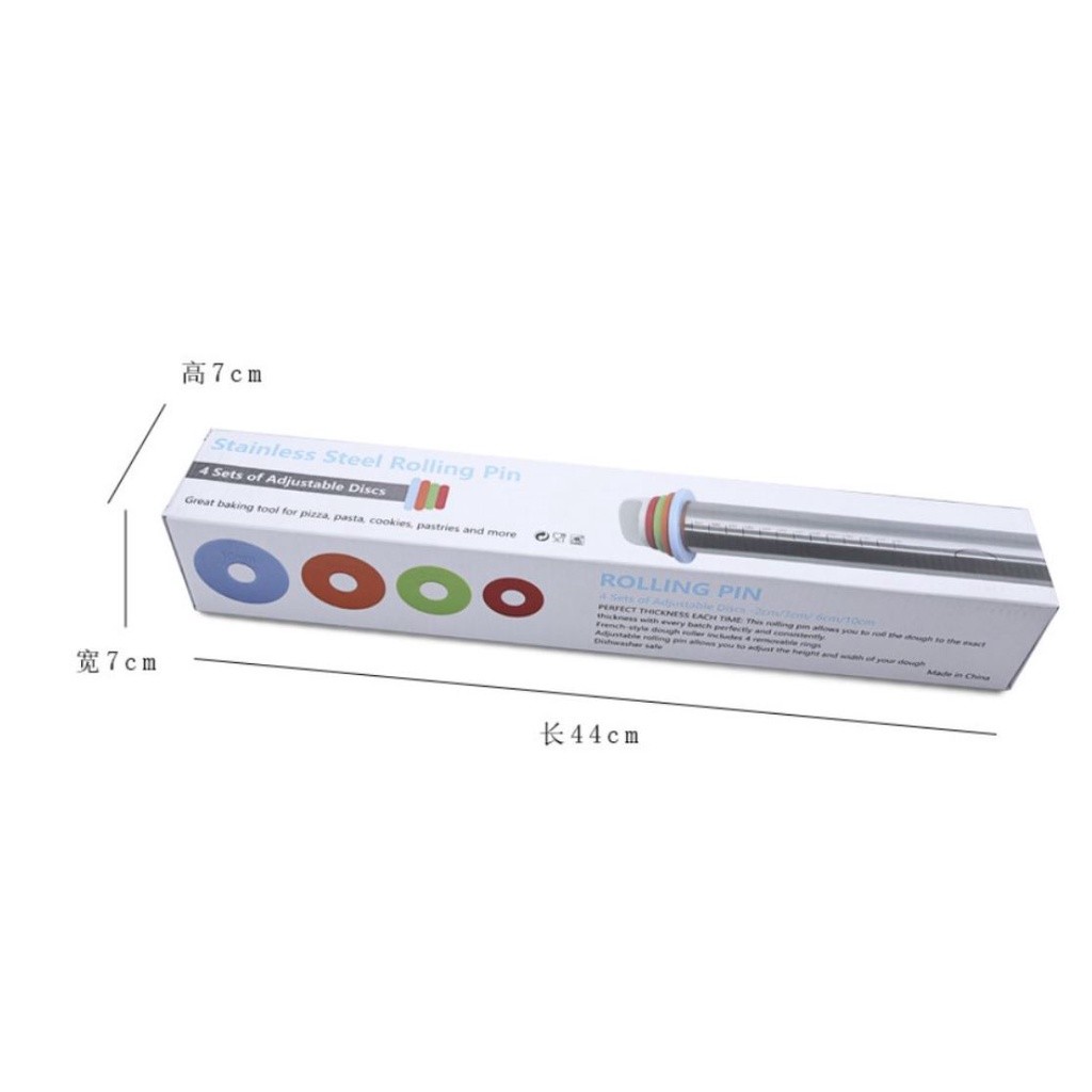17inch Adjustable Stainless Steel Rolling Pin With Dough Mat Dough Roller with 4 Removable Adjustable Thickness (2455L) - Image 4