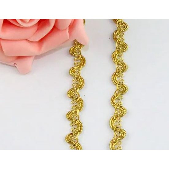 1yard 10mm~15mm Gold Silver Lace Embroidered Ribbon Soft Net Lace Trim Fabric DIY Sewing Accessories 波浪花边(2144L)